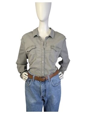 Tahari Sage Green Pearl Snap Western Shirt | Cowgirl Rodeo | Fits XL